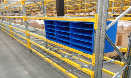 Classified warehouse management with plastic dividers